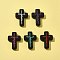 5Pcs 5 Colors Silicone Beads, Cross with Word Jesus, Black, 30x22x8mm, Hole: 2.5mm, 1pc/color