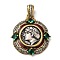 Brass with Cubic Zirconia & Enamel Pendants, Long-Lasting Plated, Cadmium Free & Lead Free, Flat Round with Women Charm, Antique Silver & Antique Golden, 29x26x4.5mm, Hole: 6x3.5mm