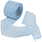 Polyester Pleated Ribbons, with Spool, Light Sky Blue, 1-5/8 inch(40mm)