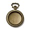Flat Round Alloy Pendant Cabochon Settings, Nickel Free, Antique Bronze, Tray: 32mm, 64x45x7mm, Hole: 8x15mm