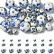 30Pcs 3 Styles Handmade Printed Porcelain Beads, Round with Flower Pattern, Mixed Color, 6~12mm, Hole: 2~3mm, 10pcs/style