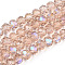 Electroplate Glass Beads Strands, Half Rainbow Plated, Faceted, Rondelle, PeachPuff, 3.5~3.8x3mm, Hole: 0.4mm, about 105~110pcs/strand, 29~31cm