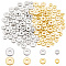 160Pcs 8 Styles Brass Spacer Beads, Flat Round, Mixed Color, 4~7x1.5~2mm, Hole: 1.5~2mm, 20pcs/style