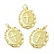 Brass Pendants, with Jump Ring, Long-Lasting Plated, Lead Free & Cadmium Free, Flat Round with Cross, Real 18K Gold Plated, 25x18x2.5mm, Hole: 3.5mm