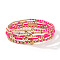 5Pcs Glass Seed Beads & CCB Beads Stretch Bracelets, Stackable Bracelets for Women, Deep Pink, Inner Diameter: 6-1/2 inch(16.5cm)