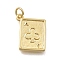 Brass Pendants, Rectangle with Clubs, Cadmium Free & Lead Free, Rack Plating, Long-Lasting Plated, with Jump Ring, Real 18K Gold Plated, 15.5x12.5x2.5mm, Hole: 3.5mm