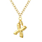 304 Stainless Steel Clear Cubic Zirconia Heart & Letter Pendant Curb Chain Necklaces for Women, Golden, Letter X, 16.54 inch(42cm)