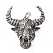 316 Surgical Stainless Steel Big Pendants, with Jump Ring, Bull Head Charm, Antique Silver, 51x45.5x13.5mm, Hole: 6.5mm