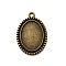 Vintage Tibetan Style Alloy Pendant Cabochon Bezel Settings, Cadmium Free & Nickel Free & Lead Free, Antique Bronze, Oval Tray: 18x25mm, 36x26x2.5mm, Hole: 3mm, about 212pcs/kg