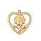 304 Stainless Steel Pendants, Ion Plating(IP), Heart with Sunflower Charm, Real 18K Gold Plated, 22.5x20.5x2mm, Hole: 2mm