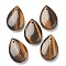 Natural Tiger Eye Pendants, Teardrop, 25x17x6mm, Hole: 0.5mm