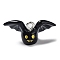 Resin Pendants, Halloween Bat Charms with Platinum Tone Iron Loops, Black, 11.5x24.5x9mm, Hole: 2mm