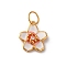 925 Sterling Silver White Enamel Flower Charms, with Jump Rings and 925 Stamp, Golden, 11.5x10x4mm, Hole: 4mm