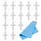 15Pcs 925 Sterling Silver Cross Chain Extender Drops, Chain Tabs, with Polishing Cloth, Silver, 7x3.5x0.4mm, Hole: 0.7mm