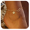 Brass Double Heart Link Flat Round Initial Charm Anklets for Women, Golden, Letter R, 9-1/8 inch(230mm)
