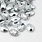 Imitation Taiwan Acrylic Rhinestone Cabochons, Pointed Back & Faceted, Oval, Clear, 18x13x5mm