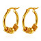 304 Stainless Steel Round Bead Hoop Earrings, Golden, 23x20mm