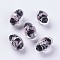 Handmade Silver Foil Lampwork Beads, Inner Flower, Rice, Black, 16~17x11mm, Hole: 1.5mm