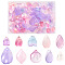 100Pcs 10 Styles Transparent Spray Painted Glass Pendants, Petaline, Mixed Color, 12~21x8~14x2~5.5mm, Hole: 1~1.2mm, 10pcs/style