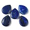 Natural Lapis Lazuli Pendants, Teardrop Charms, 33~33.5x24.5~25x7.5~8mm, Hole: 2~2.3mm