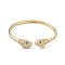 Green & Clear Cubic Zirconia Snake Open Cuff Bangles, Brass Jewelry for Women, Cadmium Free & Lead Free, Long-Lasting Plated, Real 18K Gold Plated, Inner Diameter: 2x2-1/4 inch(5.2x5.85cm)