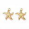 304 Stainless Steel Pendants, Ion Plating(IP), Starfish Charms, Real 18K Gold Plated, 16x14x2mm, Hole: 1.6mm