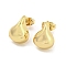 Brass Ear Studs, Real 18K Gold Plated, Teardrop, 13.5x10mm