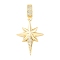 Brass Micro Pave Clear Cubic Zirconia Pendants, Cadmium Free & Lead Free, Star, Real 16K Gold Plated, 44.5x22x7.5mm, Hole: 7.5x5mm