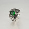 304 Stainless Steel with Cubic Zirconia Finger Rings for Men, Oval, Antique Silver, Green, US Size 11(20.6mm)