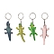 Cartoon Crocodile/Lizard PVC Plastic Keychain, with Iron Split Key Rings, Mixed Color, 10.1~12.7cm