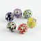 Handmade Indonesia Beads, with Alloy Cores, Round, Antique Silver, Mixed Color, 15x14x14mm, Hole: 2mm