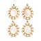 Natural White Shell Oval Pendants, with Brass Settings and ABS Imitation Pearl, Real 18K Gold Plated, Long-Lasting Plated, Cadmium Free & Lead Free, Rack Plating, Virgin, 35.5x29.5x6mm, Hole: 4.5x3.5mm
