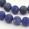 Natural Lapis Lazuli Round Beads Strands, Frosted, Dyed, 8mm, Hole: 1mm, about 48pcs/strand, 15.3 inch