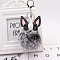 Imitation Rabbit Fur Furry Pom-Pom Keychain for Women, with Pu Leather Dog Pendant Keychain, Black, 16x8cm