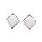 Tarnish Resistant 201 Stainless Steel Charms, Rhombus, Stainless Steel Color, 9x7x1mm, Hole: 1.2mm