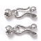 Locking Double Brass Bead Tips, Calotte Ends with Loops, Clamshell Knot Covers, Platinum, 13.5x7mm, Inner Diameter: 5mm, 8x6x5.5mm, Inner Diameter: 4mm