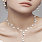 Alloy Rhinestone Necklace & Earring Sets, with Plastic Imitation Pearl Beads, Round, Silver, 33x9mm