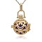 Golden Tone Brass Hollow Round Cage Pendants, with No Hole Spray Painted Brass Round Ball Beads, Medium Purple, 35x25x21mm, Hole: 3x8mm