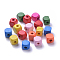 Dyed Natural Wood Beads, Cube, Mixed Color, 10x10x10mm, Hole: 3.5mm, about 925pcs/500g