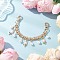 Alloy Chain Short Bag Straps, Flower, with Alloy Enamel Charm & ABS Plastic Imitation Pearl, Light Gold, 200mm