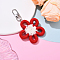 Polyester Pendant Decorations, with Alloy Swivel Clasps, Flower, Platinum, FireBrick, 90mm