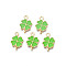 Rack Plating Alloy Enamel Pendants, Cadmium Free & Nickel Free & Lead Free, Clover, Light Gold, Lime Green, 19x13x1.5mm, Hole: 1.6mm