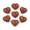 Glass Beads, Heart, Golden Metal Enlaced, Sienna, 15.5x17x6mm, Hole: 1.2mm