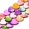 Natural Freshwater Shell Beads Strands, Dyed, Heart, Mixed Color, 11~12x12~13x3mm, Hole: 0.8mm, about 34~35pcs/strand, 14.96 inch(38cm)