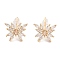 Brass Micro Pave Clear Cubic Zirconia Stud Earrings, Nickle Free, Flower, Real 18K Gold Plated, 11x14mm