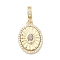 Brass Pave Clear Cubic Zirconia European Dangle Charms, Oval Large Hole Pendants, Long-Lasting Plated, Rack Plating, Lead Free & Cadmium Free, Real 18K Gold Plated, 23mm, Hole: 3mm