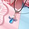 Angel Glass Sead Beaded Wing Pendant Necklaces, Black Waxed Cotton Cord Necklaces for Women, Deep Sky Blue, 17.52 inch(44.5cm)