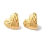 Stripe Heart Ion Plating(IP) 304 Stainless Steel Stud Earrings for Women, Golden, 20x24mm