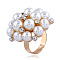 Alloy Rhinestone Adjustable Rings, with Imitation Pearls, for Fashionable Index Finger, European and American Jewelry, Light Gold