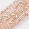 Electroplate Glass Beads Strands, Faceted Rondelle, Pale Goldenrod, 4x3mm, Hole: 1mm, about 123~127pcs/strand, 16.5~16.9 inch(42~43cm)